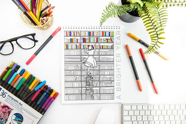 A Brighter Year Adult Coloring Book Perpetual Calendar – Creative & Mindful 12-Month Undated Coloring Calendar for Adults & Kids – Thick Paper + Lay Flat Design