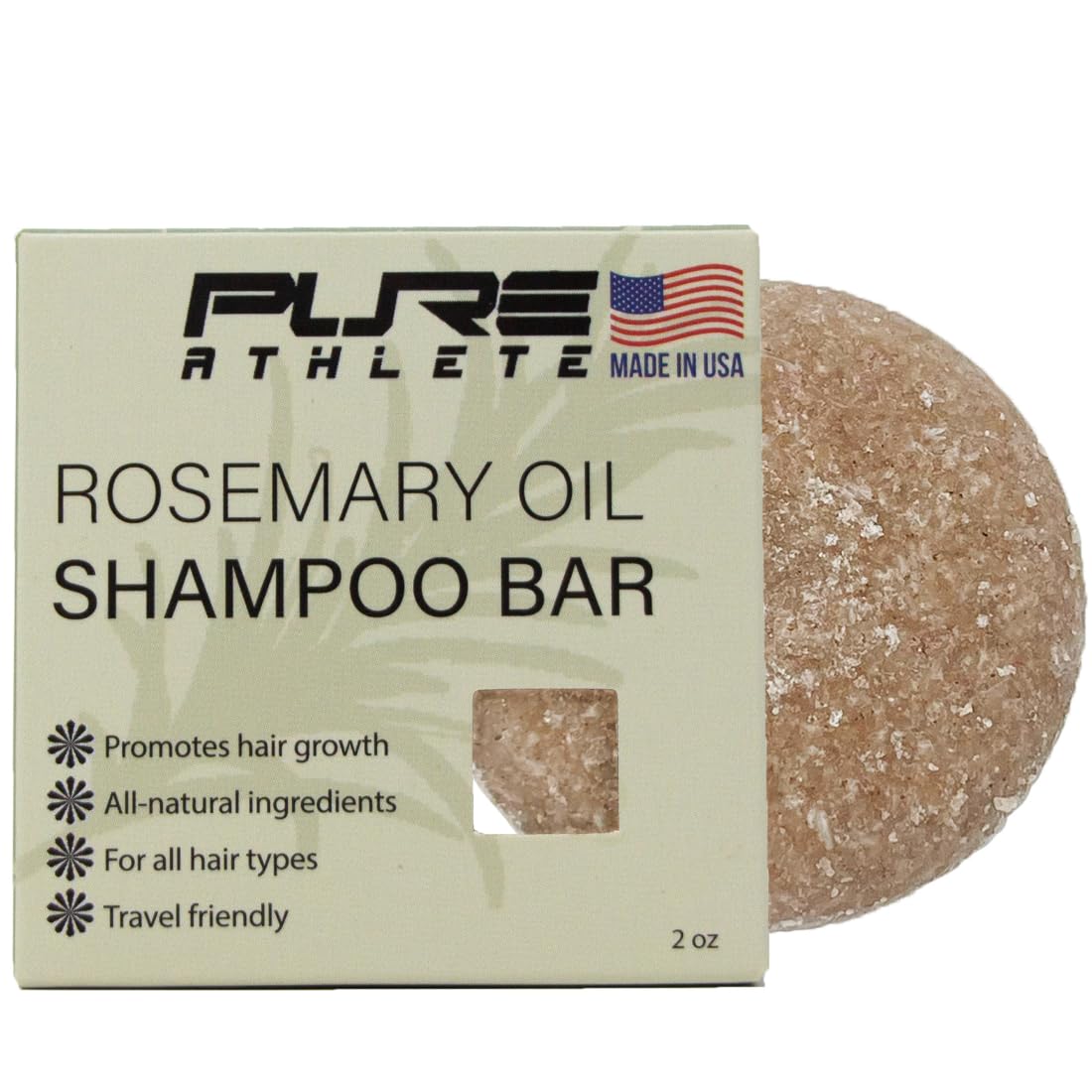 Pure Rosemary Natural Shampoo Bar - Volumizing, Strengthening, Thickening Solid Hair Growth Soap, Made in USA with Rice Protein, Caffeine, Castor Oil, and Ginger, Organic for Women, Men
