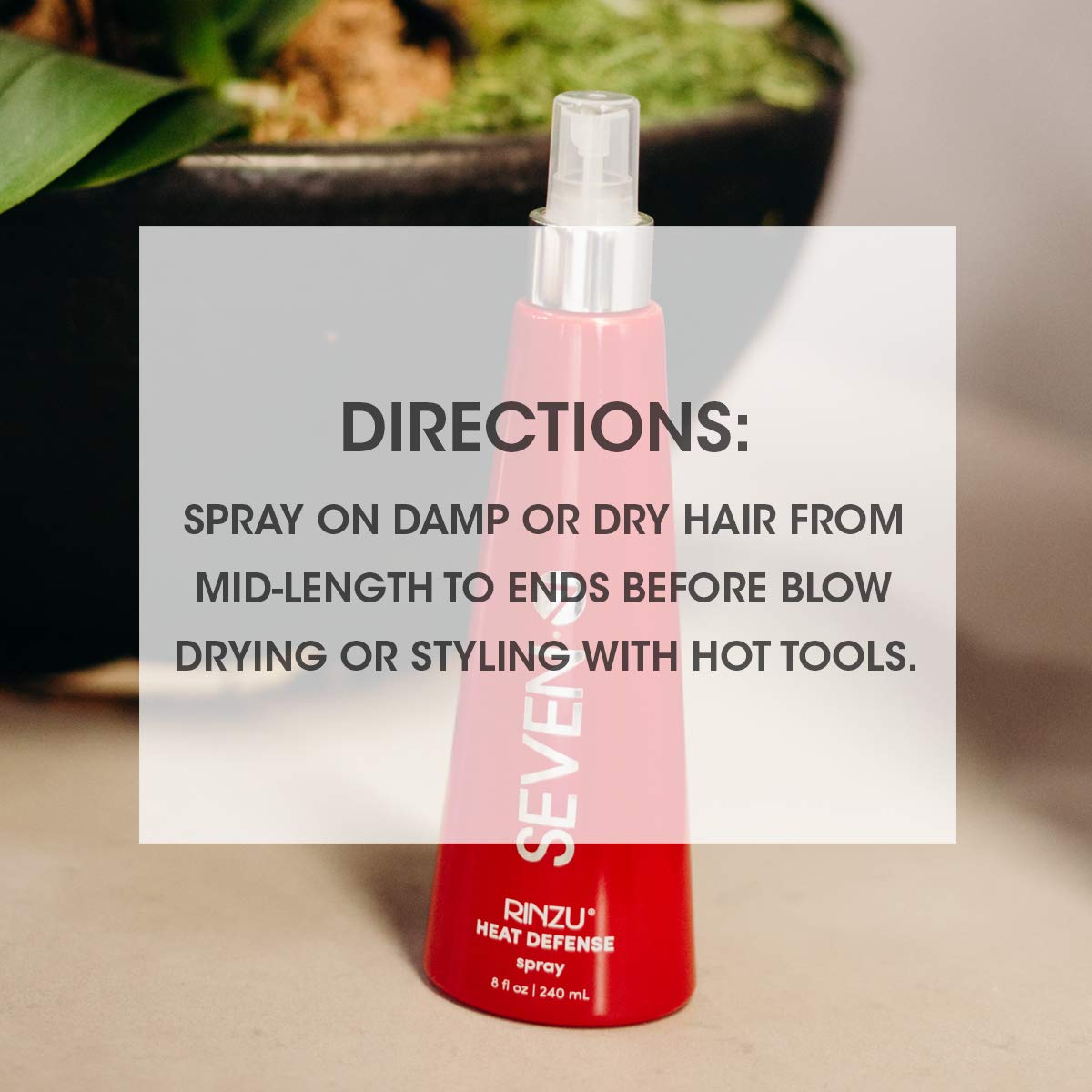 SEVEN Haircare RINZU Heat Defense Hair Spray, Heat Protection Spray for Hair with Castor Oil, Pro Vitamin B5, Shields Up to 450°F, Reduces Frizz, Adds Shine & Enhances Volume, Made in USA, 8 oz