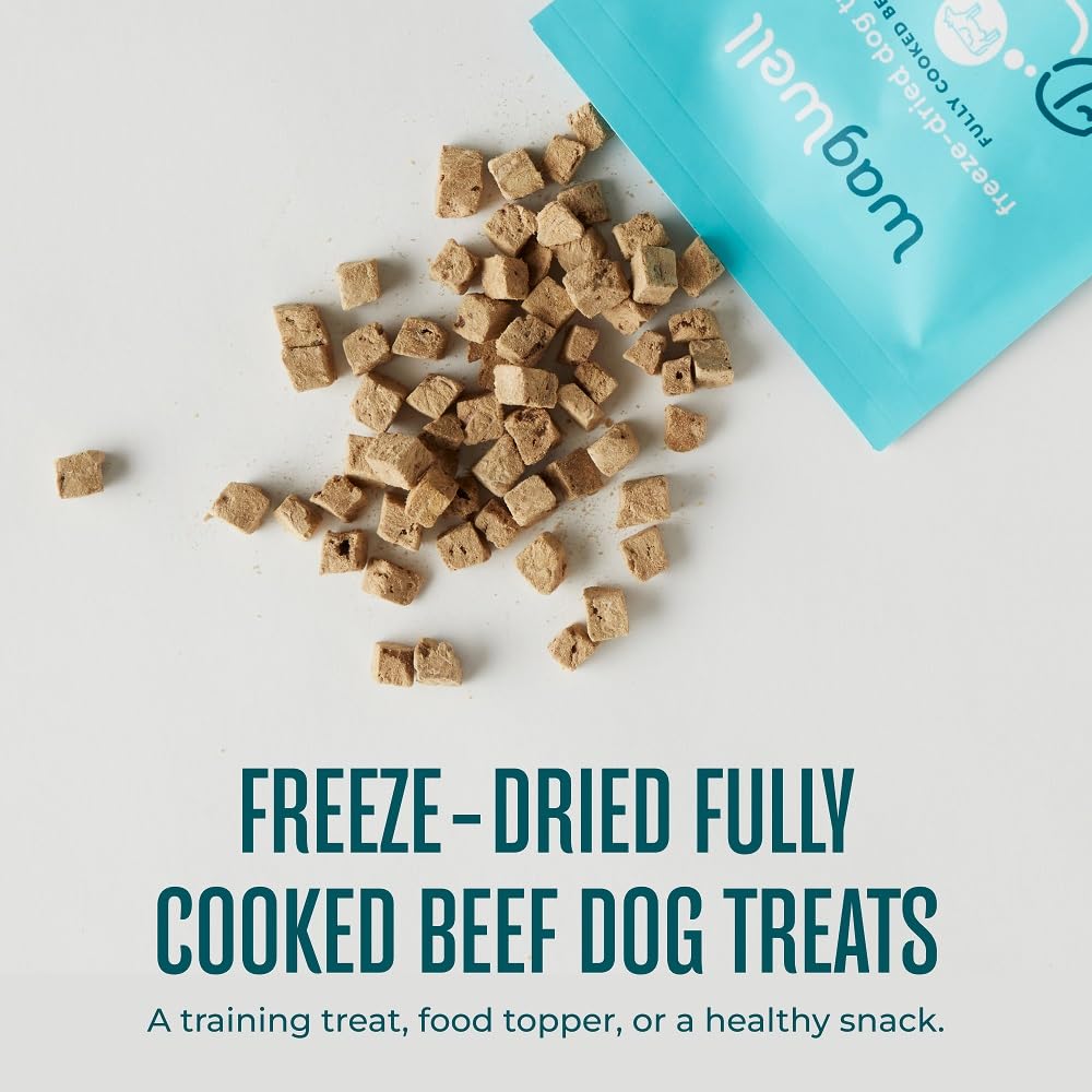 WagWell Freeze-Dried Beef Dog Treats - Grain-Free, High-Protein Fully Cooked Dog Treats Made in The USA - Human-Grade, Minimally Processed & Preservatives Free