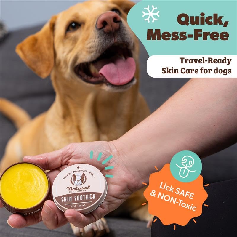 Natural Dog Company Skin Soother Balm for Dogs – 1oz Tin All Natural Hot Spot & Rash Relief – Organic Itchy Skin Soothing Moisturizer for Dry, Red, Crusty Skin – Lick-Safe Dog Balm, Made in USA
