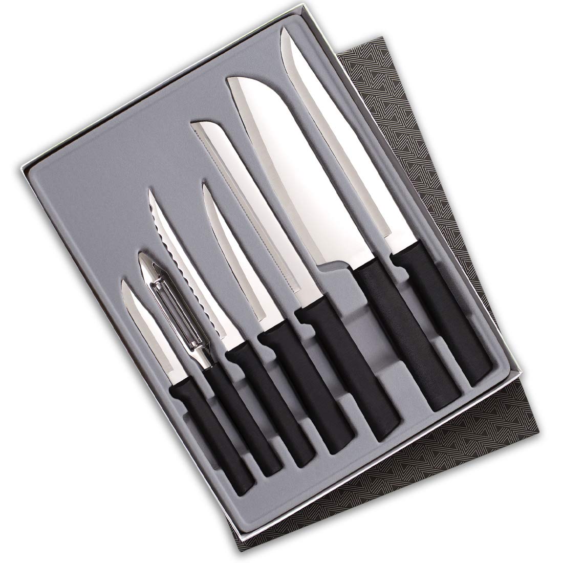 Rada Cutlery 7-Piece Starter Knife Gift Set, Black Handles