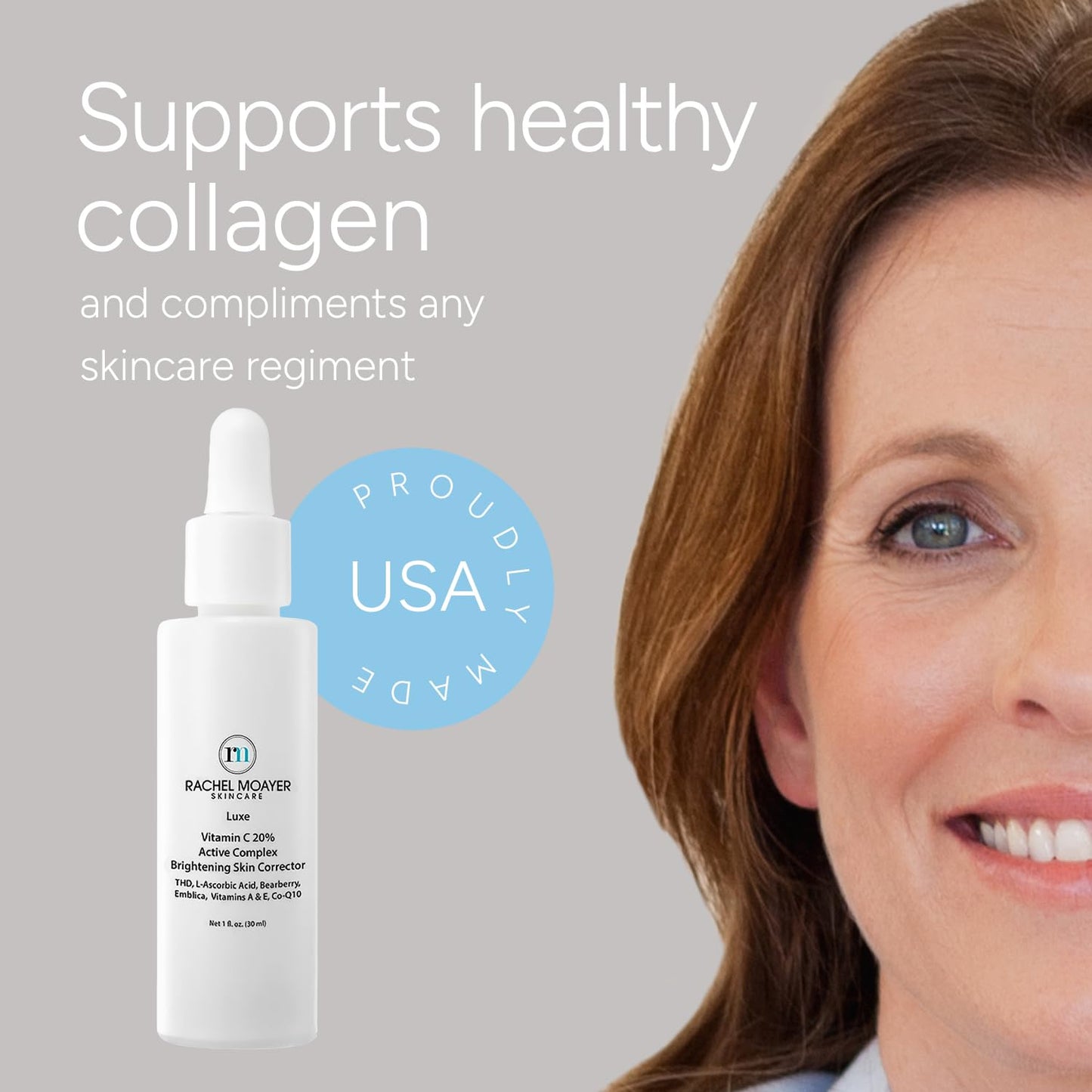 Rachel Moayer Luxe Vitamin C 20% Serum - Brightening Skin Corrector, Dark Spot Remover for Face, Anti-Aging, Vitamin C Brightening Serum