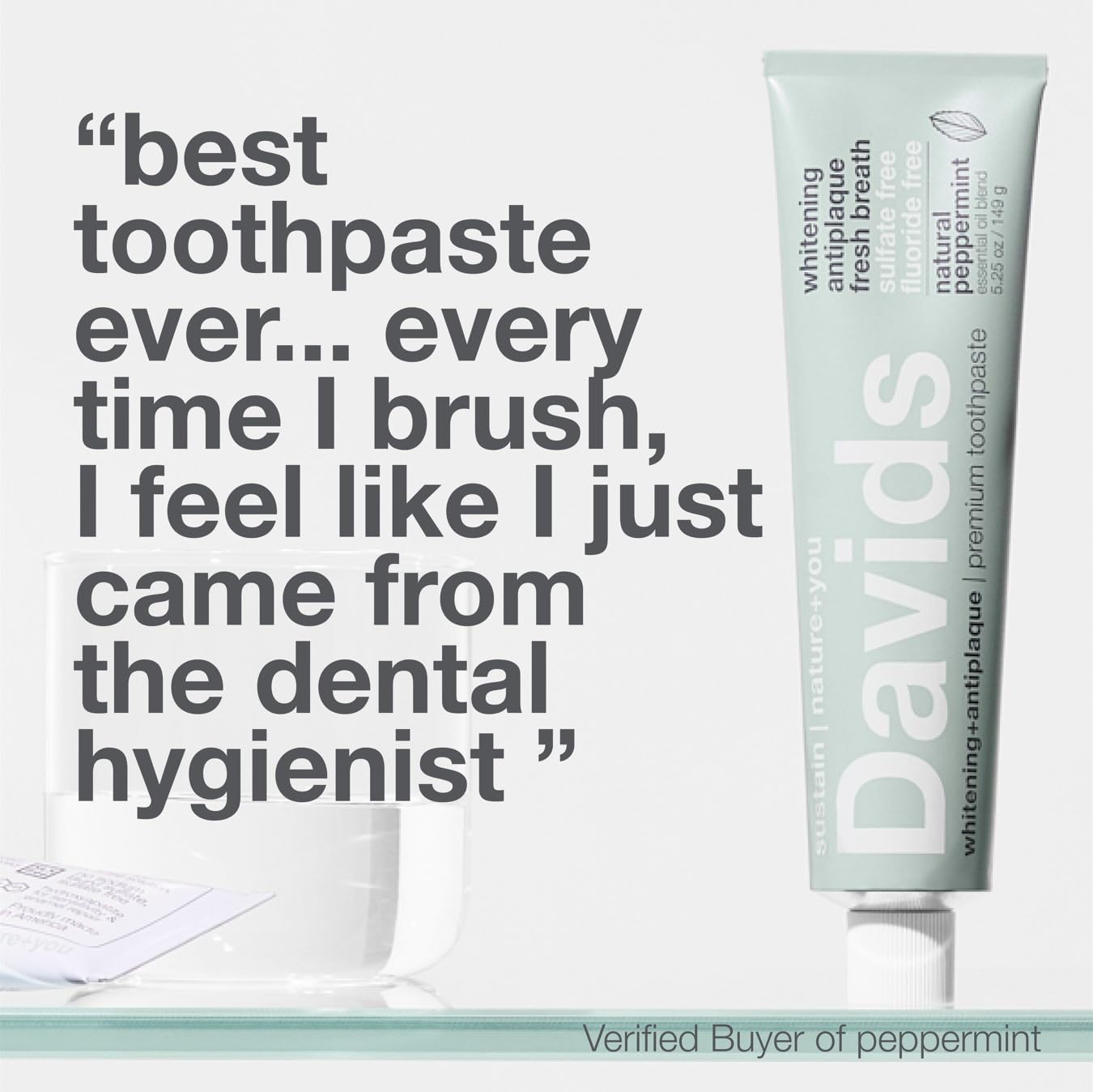Davids Nano Hydroxi and Antiplaque Peppermint Fluoride Free Toothpaste Bundle, SLS Free, Recyclable Metal Tube, Made in USA, 4 oz and 5.25oz