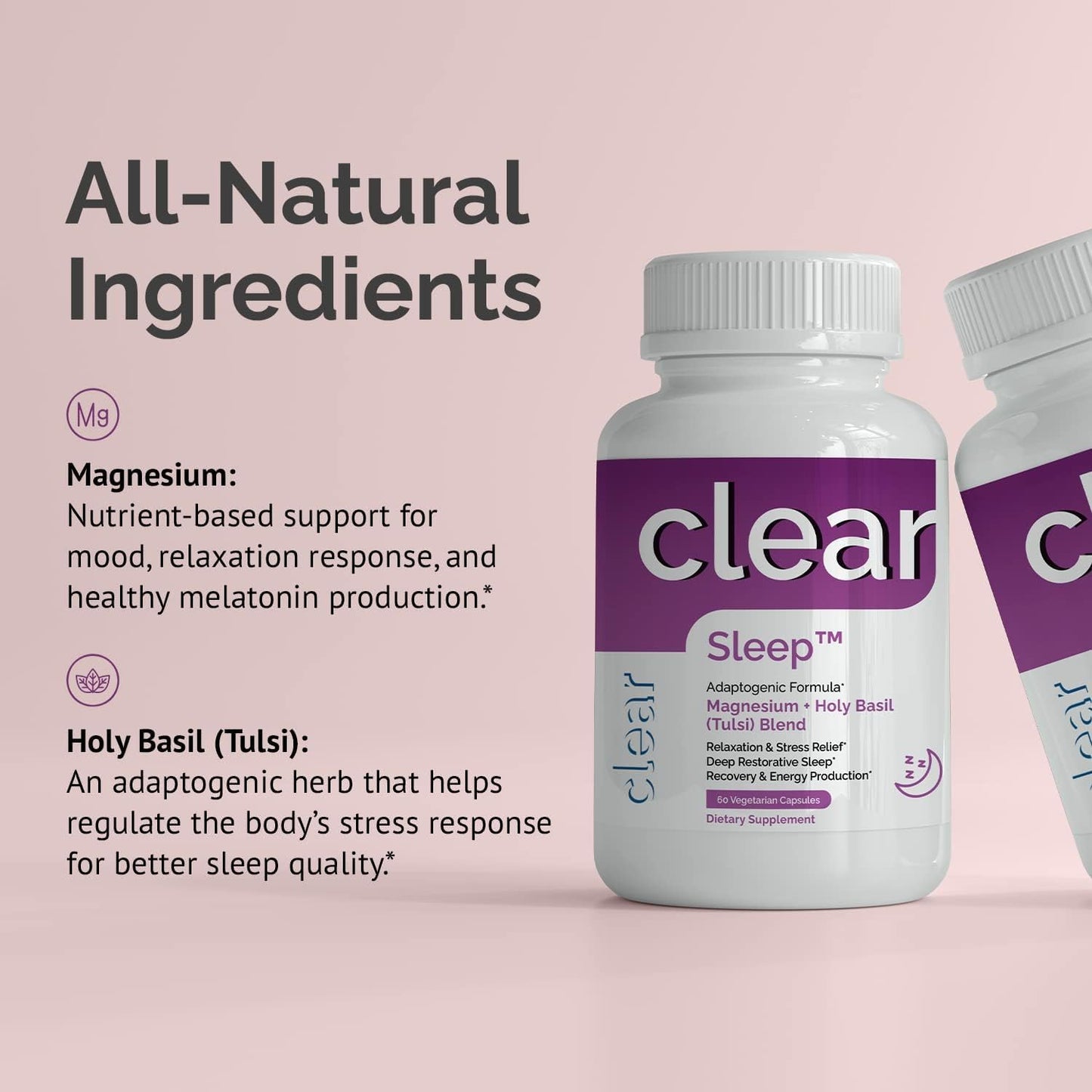 Clear Probiotics Sleep Supplement with Holy Basil & Magnesium