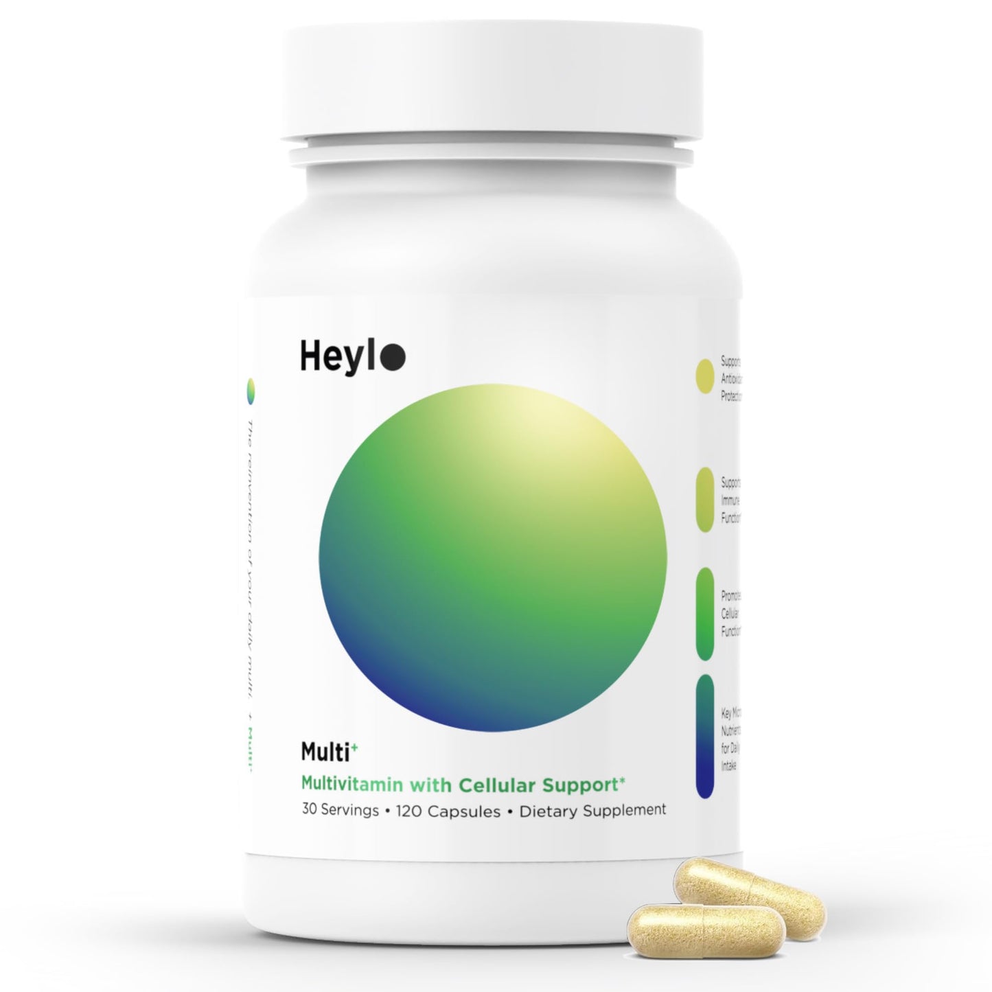 Heylo Multi+ Advanced Multivitamin Supplement – Boosts Energy, Enhances Immune Support, Provides Antioxidant Protection, Promotes Detoxification, with Vitamins, Minerals, Phytonutrients, 120 Capsules