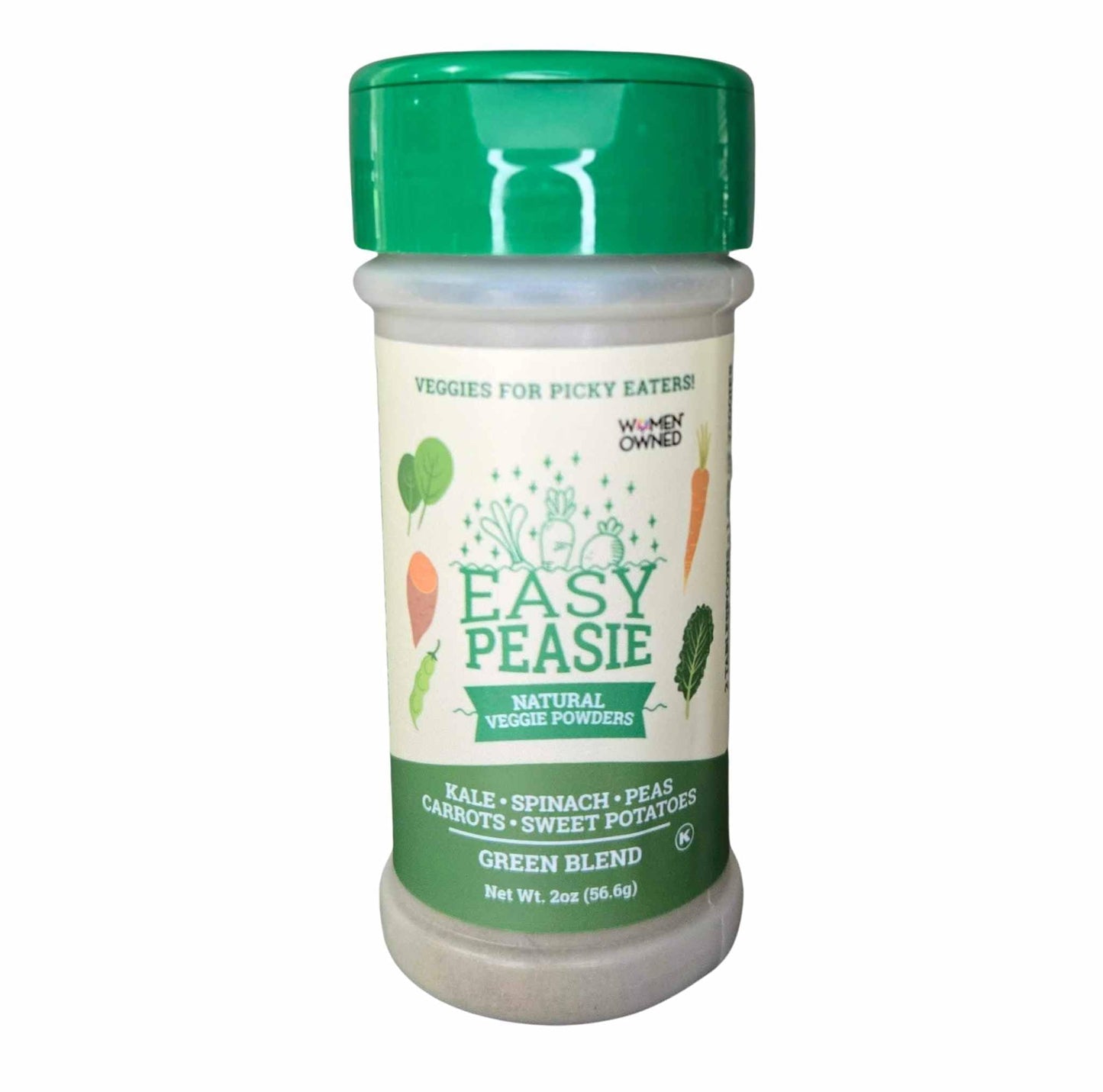 Easy Peasie Organic Veggie Powder Blends for Kids and Picky Eaters | Kids Greens Powder | Green Blend 2oz Jar