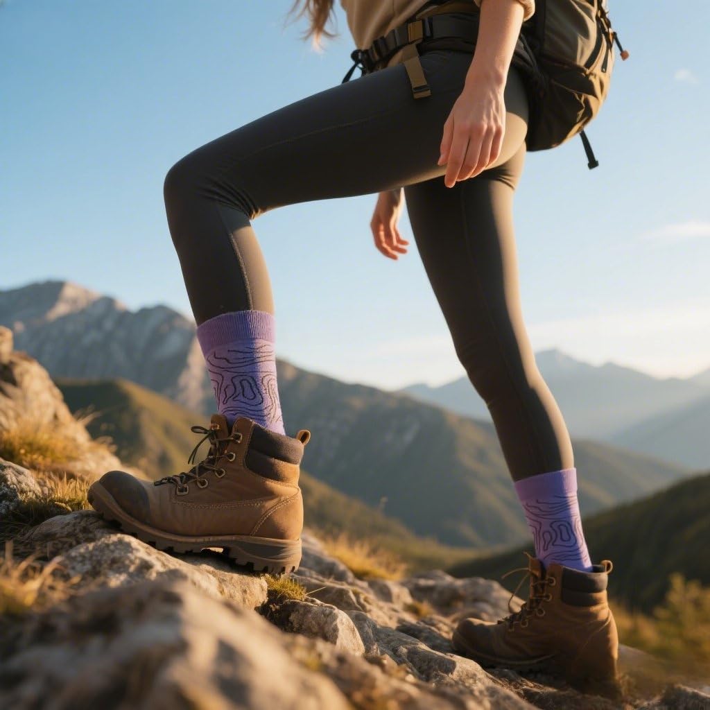 SAMSOX 2-Pair Merino Wool Hiking Socks, Thistle Down (Sierra)