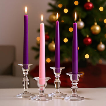 Colonial Candle 12 Inch Unscented Advent Candle Set (Set of 4), Virtually Dripless Taper Candles, Premium Wax with Cotton Wick, Up to 10 Hour Burn - Made in The USA