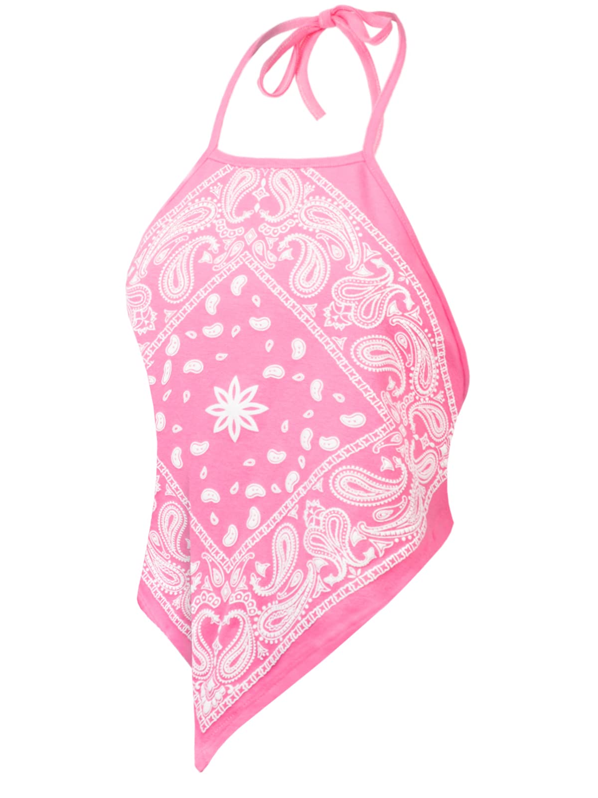Design by Olivia Women's Sexy Paisley Bandana/Tie dye Halter Top Shirt- Made in USA