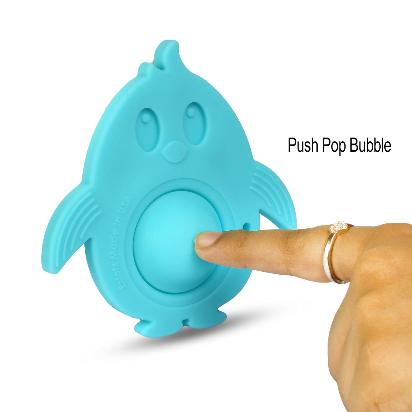 Eztotz Popz Baby Teether Toy - Made in The USA - Pop It Sensory Toys for 0-6 Months + - 100% Silicone Dimple Popper for Newborns and Infants - BPA Free