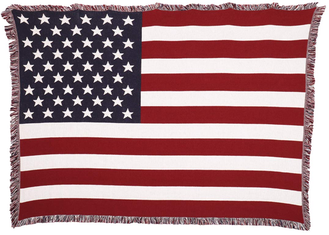 United States American Flag Blanket - Gift Soft Tapestry Throw Woven from Cotton - Made in The USA