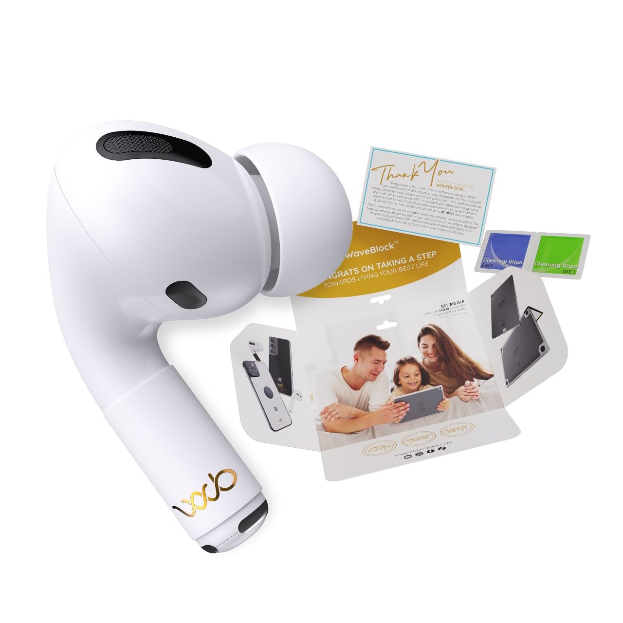EMF Protection Sticker for AirPods Pro, 2-Pack - Scientifically Backed Patented Lab-Tested 5G-Shield EMF Reduction Sticker, USA Made, Protect Yourself & Loved Ones, WaveBlock AirPods Pro 2nd/3rd/4th