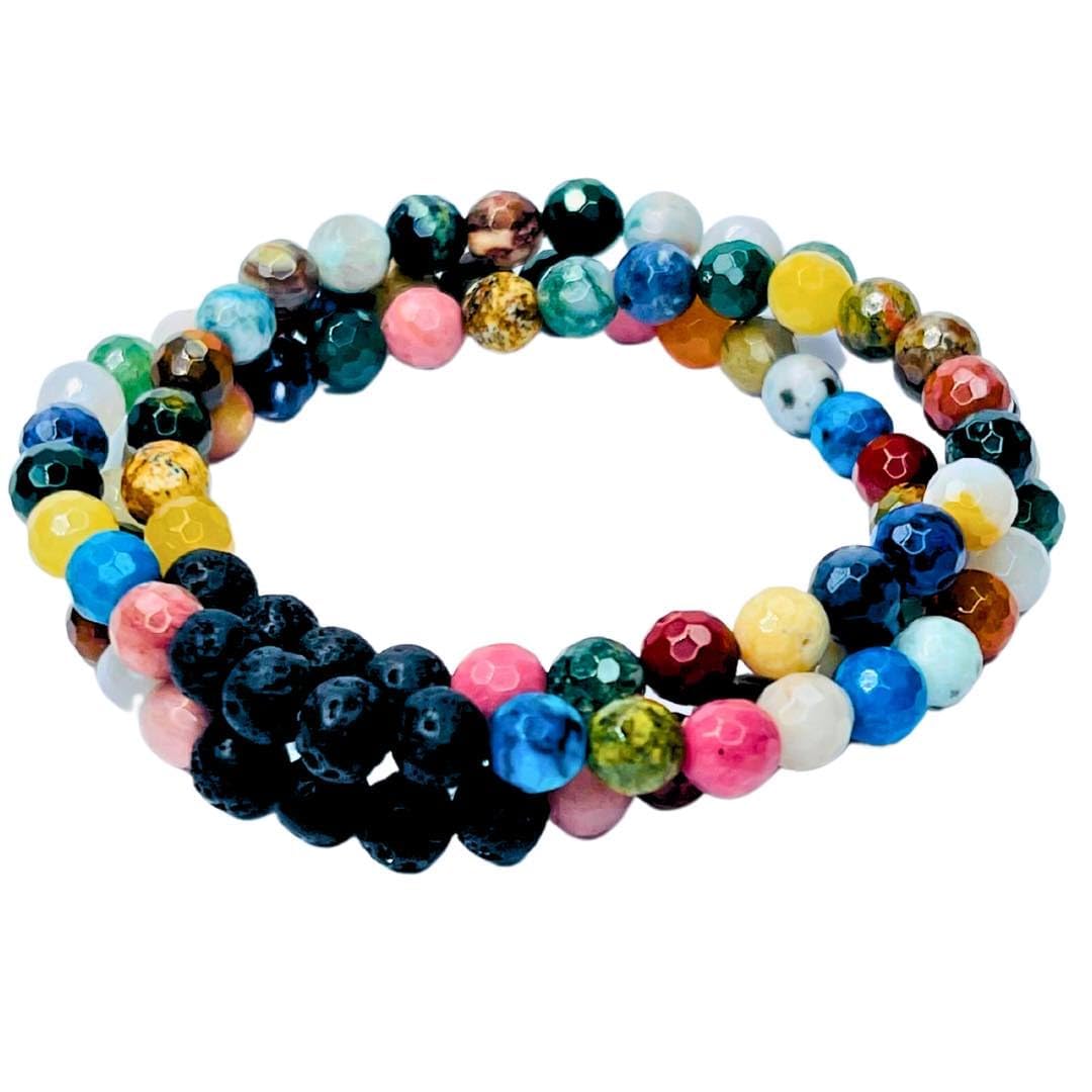 Subherban Essential Oil Lava Rock Diffuser Bracelet - HANDMADE IN THE USA - Aromatherapy Gemstone Bracelets for Women - Relaxation Gift for Women
