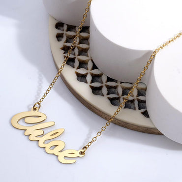 PicturesOnGold.com Custom Name Necklace For Women Personalized in Stainless Steel Personalized with any Name or Word (Stainless Steel Script)