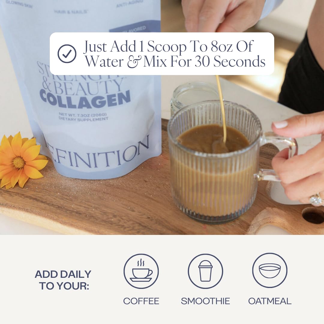 Collagen Powder for Women, Beauty Blend with Vitamin C, Biotin & Hyaluronic Acid, Supports Hair, Skin & Nails, 20 Servings, Grass-Fed Bovine, Unflavored