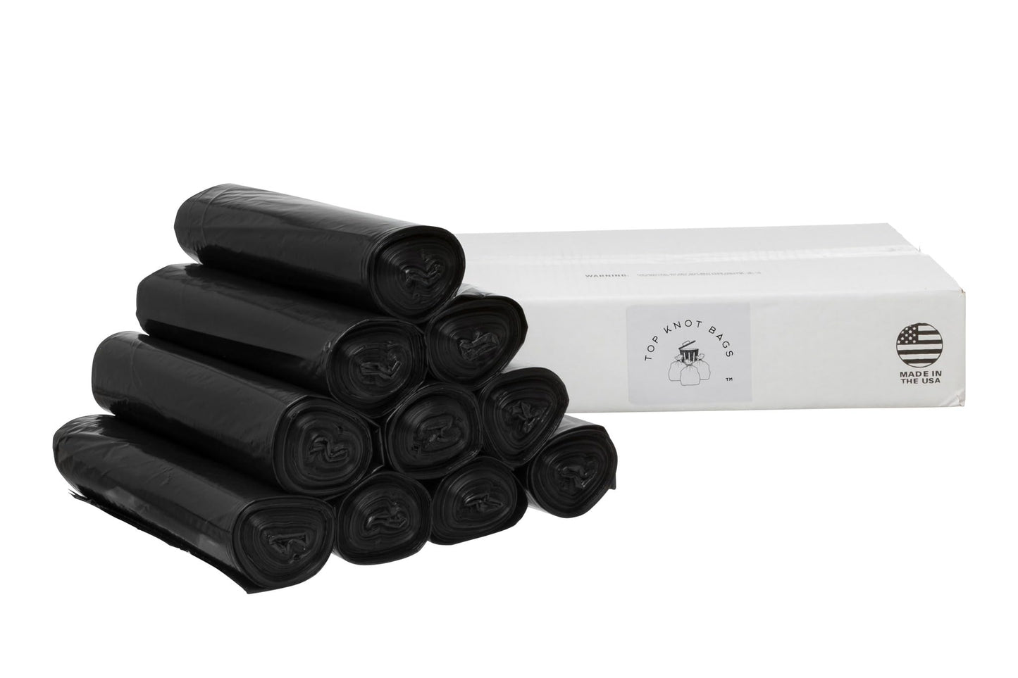 Top Knot Bags 45 Gallon Garbage Trash Bag 40X46" 1.2 Mil Black 100 Count Can Liner Bulk 40 Gallon 41 Gallon 42 Gallon 43 Gallon 44 Gallon Made in USA