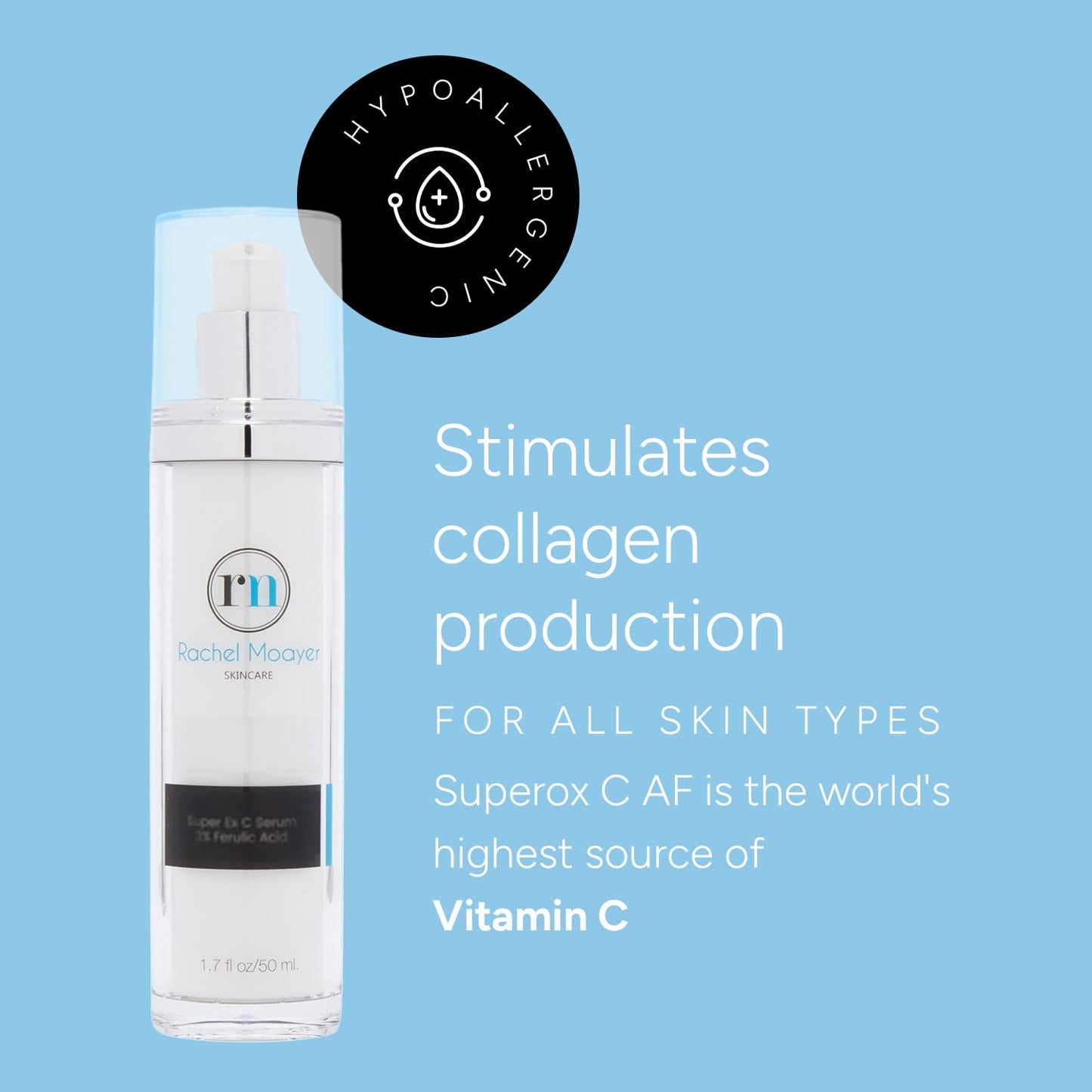 Rachel Moayer Super Ex C Serum with Ferulic Acid, High Potency Vitamin C Serum, Fights Free Radicals, Boosts Radiance, Suitable For All Skin Types