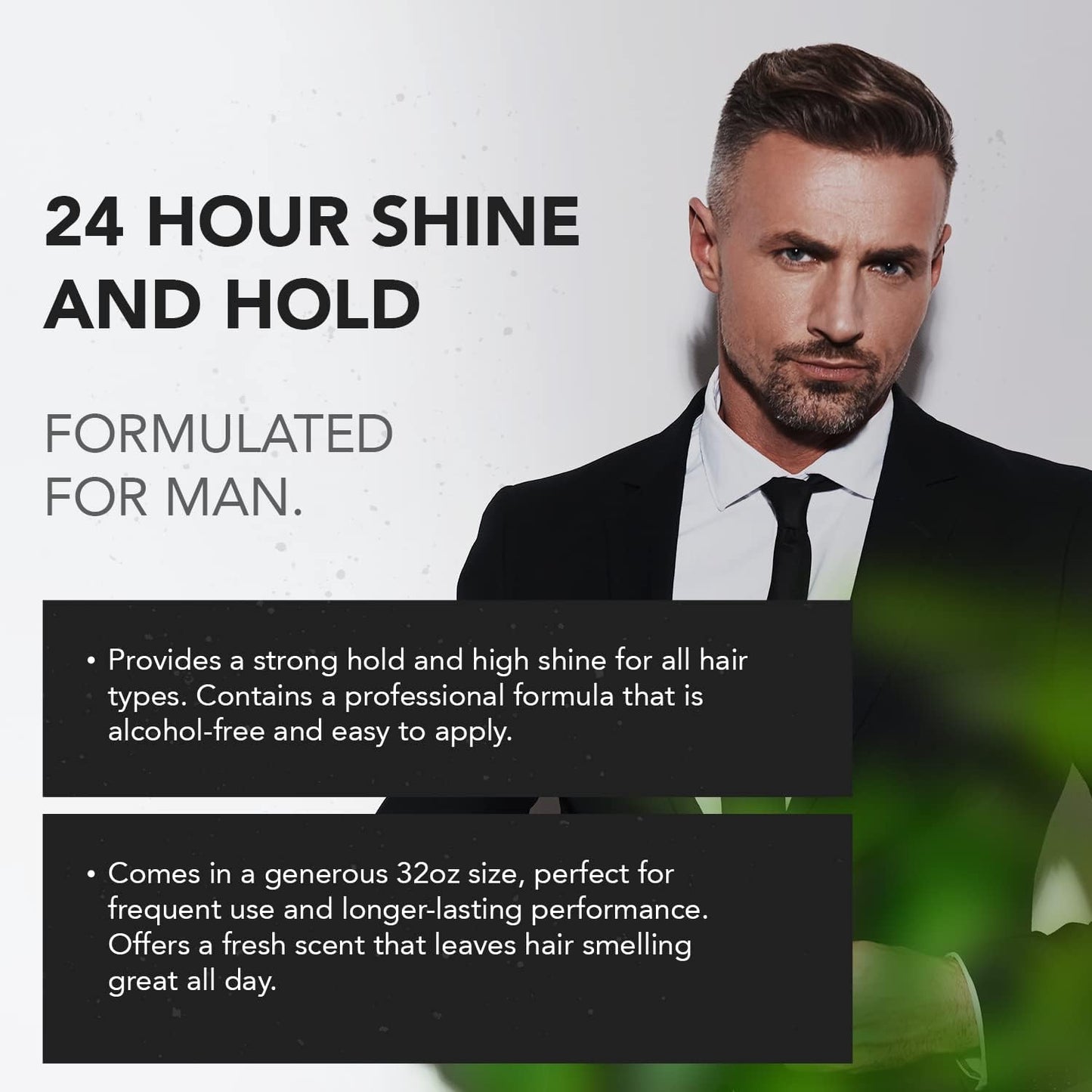 Gentlemen Republic Oceano Men's Hair Gel 32oz W/Pump - Strong Touchable Hold and High Shine Styling Gel for Hair, 100% Alcohol-Free Professional Formula with Fresh Scent, Mens Hair Product Made in USA