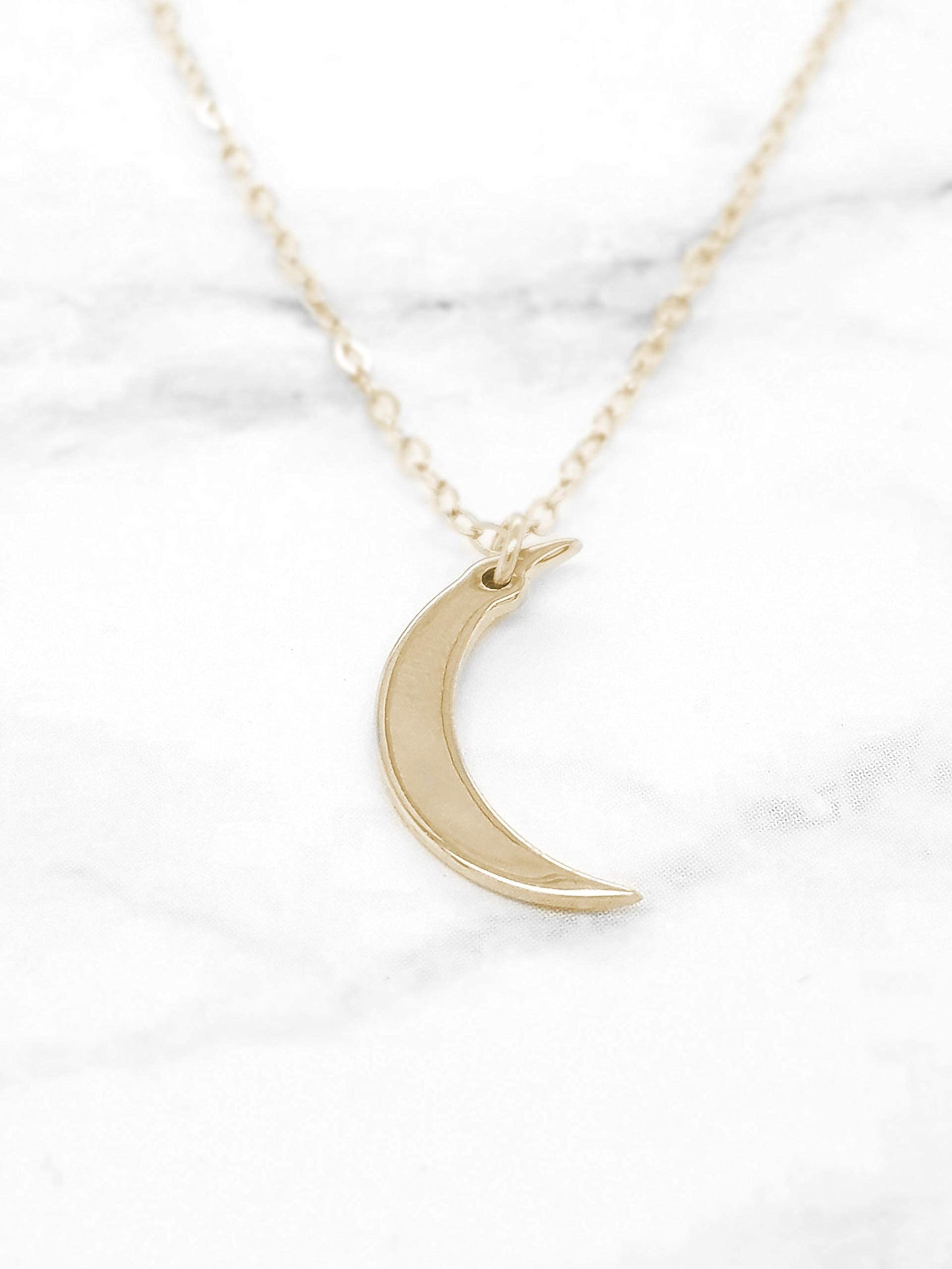 Gracefully Made Jewelry Moon Necklace - Dainty Crescent Moon Necklace for Women (Made in The USA (Gold)