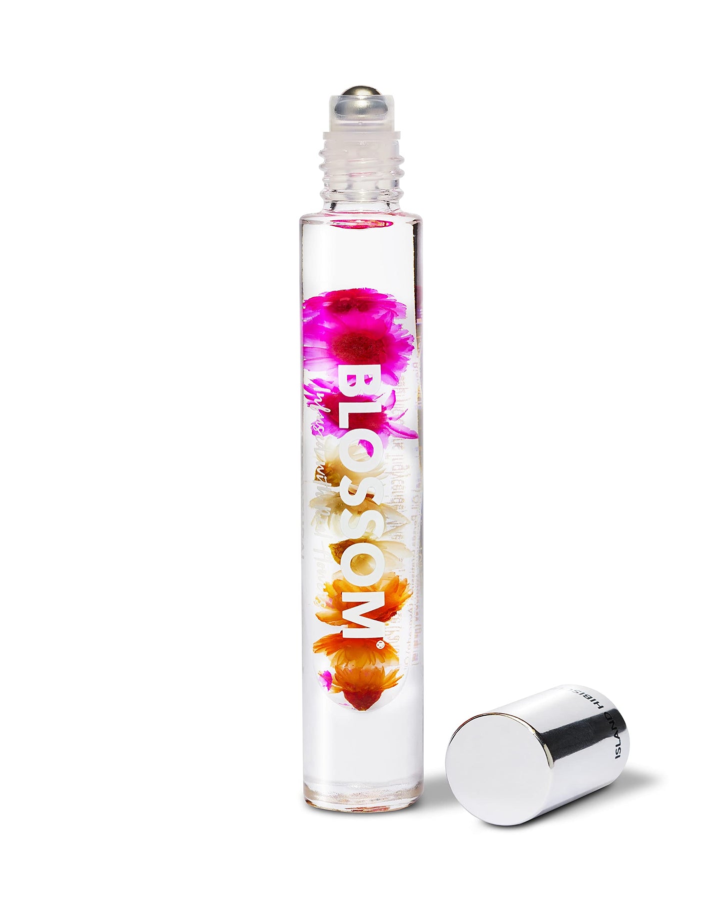 Blossom Roll on Perfume for Women Alcohol Free Rollerball Perfume Oil with Essential Oils, Infused with Real Flowers, Made in USA, 0.20oz (Peach, Jasmine, Rose, Gardenia, Sandalwood), Island Hibiscus