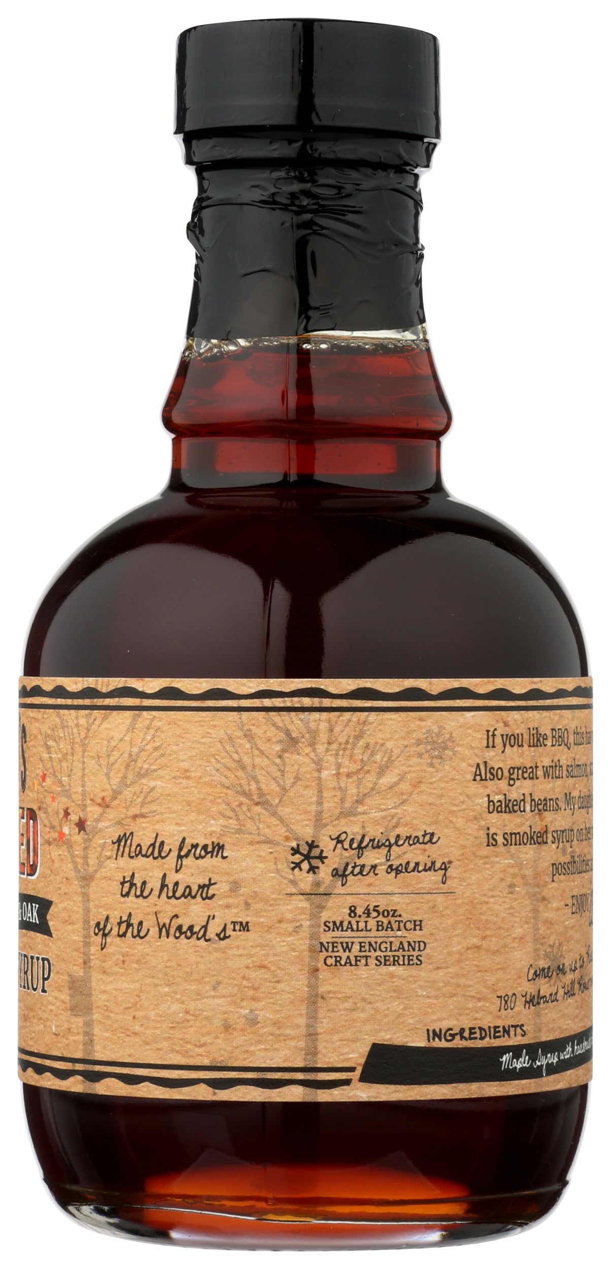 WOOD'S Smoked Maple Syrup – Small-Batch Vermont Maple Syrup Cold-Smoked Over Hardwood | Sweet & Savory Flavor | Natural, Vegan Sweetener for BBQ, Cocktails, Glazes & Gourmet Dishes | 8.45 Fl Oz (250mL)