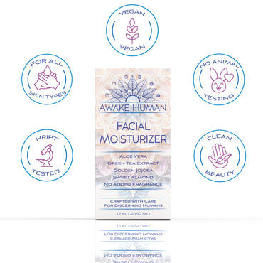 Natural Face Moisturizer for Dry Sensitive Skin - Organic Natural Face Cream - Facial Aloe & Green Tea Moisturizer Cruelty Free - Vegan Face Moisturizer for Women, Acne-Safe, Anti-Aging, No Fragrance