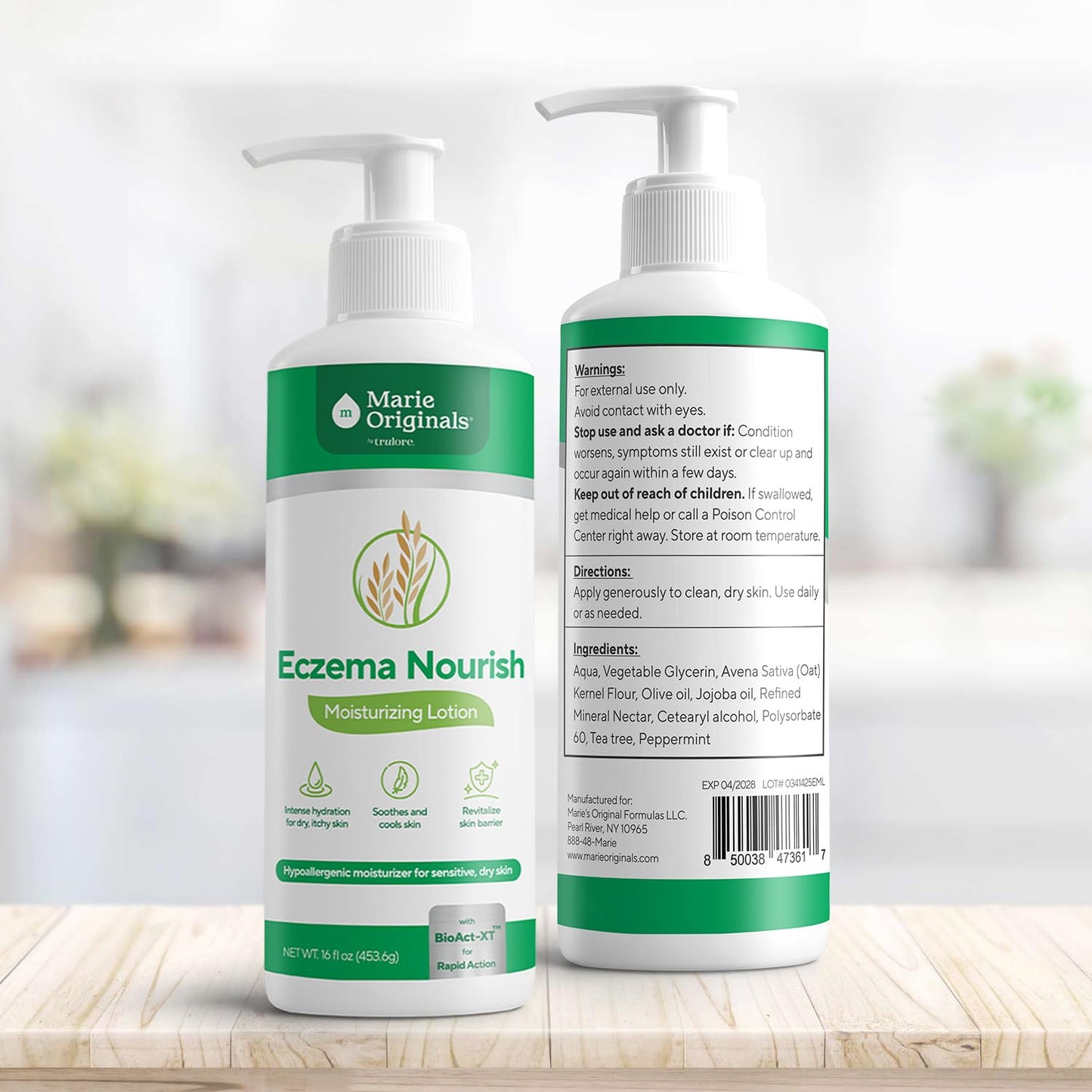 Marie Originals Eczema Nourish Moisturizing Lotion for Dry, Itchy, Sensitive Skin Relief– Hypoallergenic Formula with Colloidal Oatmeal & Natural Botanicals | Eczema Cream for Kids & Adults | 16 Fl Oz