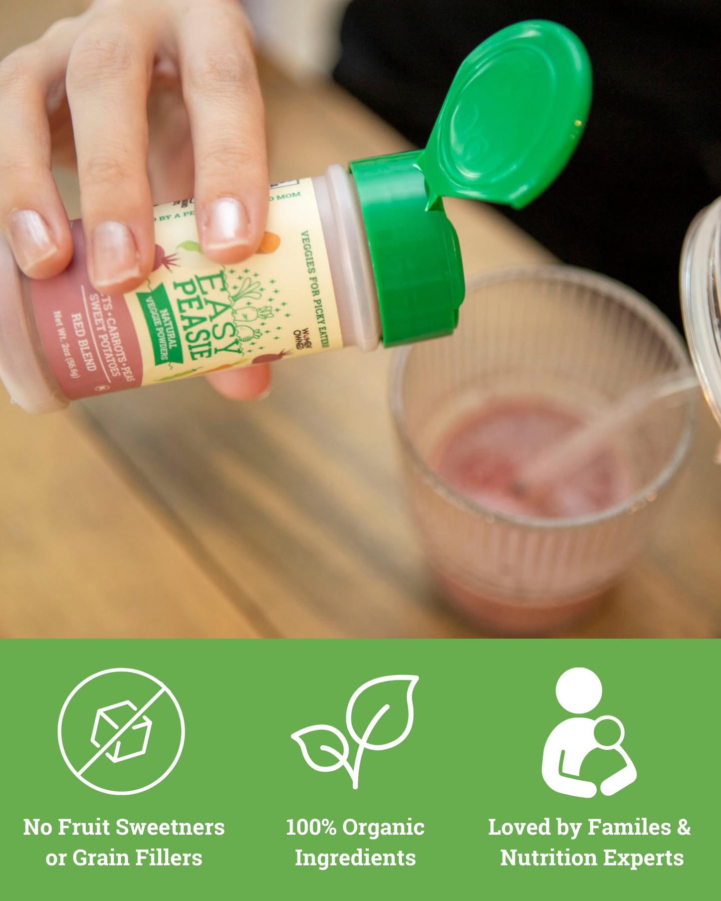 Easy Peasie Natural Veggie Powders for Kids and Picky Eaters | Hidden Vegetable Powder Additive for Meals and Smoothies (3-Pack: Original, Green, and Red - each 2 oz)