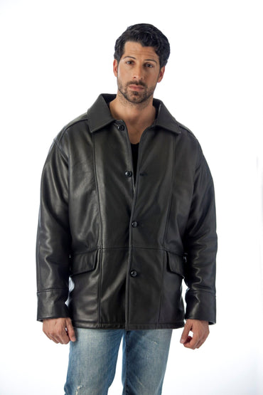 REED® Men's Premium Four Button Car Coat Leather Jacket Made in USA