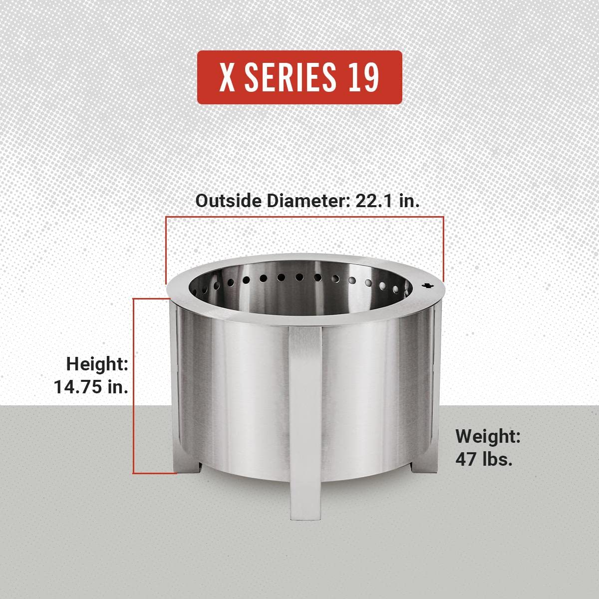 Breeo Smokeless FIrePit (X Series 19, Stainless Steel) | 22.1 inch Smokeless Fire Pit for Outside | 47 Pounds | Ideal for Families Compatible with Wide Range of Breeo Accessories