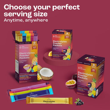 KEY NUTRIENTS Electrolytes Powder Packets No Sugar - 5 Delicious Flavors in Hydration Packets 20 Pack - No Calories, Gluten Free Electrolytes Powder Packets, Non GMO, Made in USA