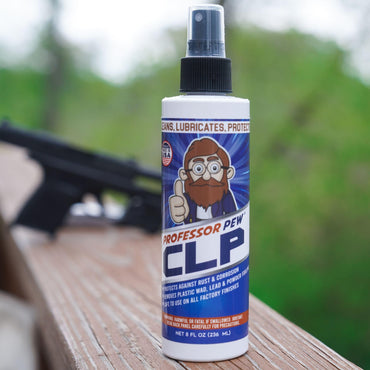 BRAVOBELT Professor Pew CLP - Gun Oil and Cleaner | Gun Rust Remover | Degreaser for pistols, rifles, tools, and shotguns - 8 oz bottle