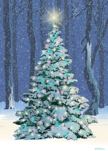 Stonehouse Collection | Christmas Tree Holiday Card - 18 Christmas Cards & Envelopes - USA Made - Tree In Forest (Standard)