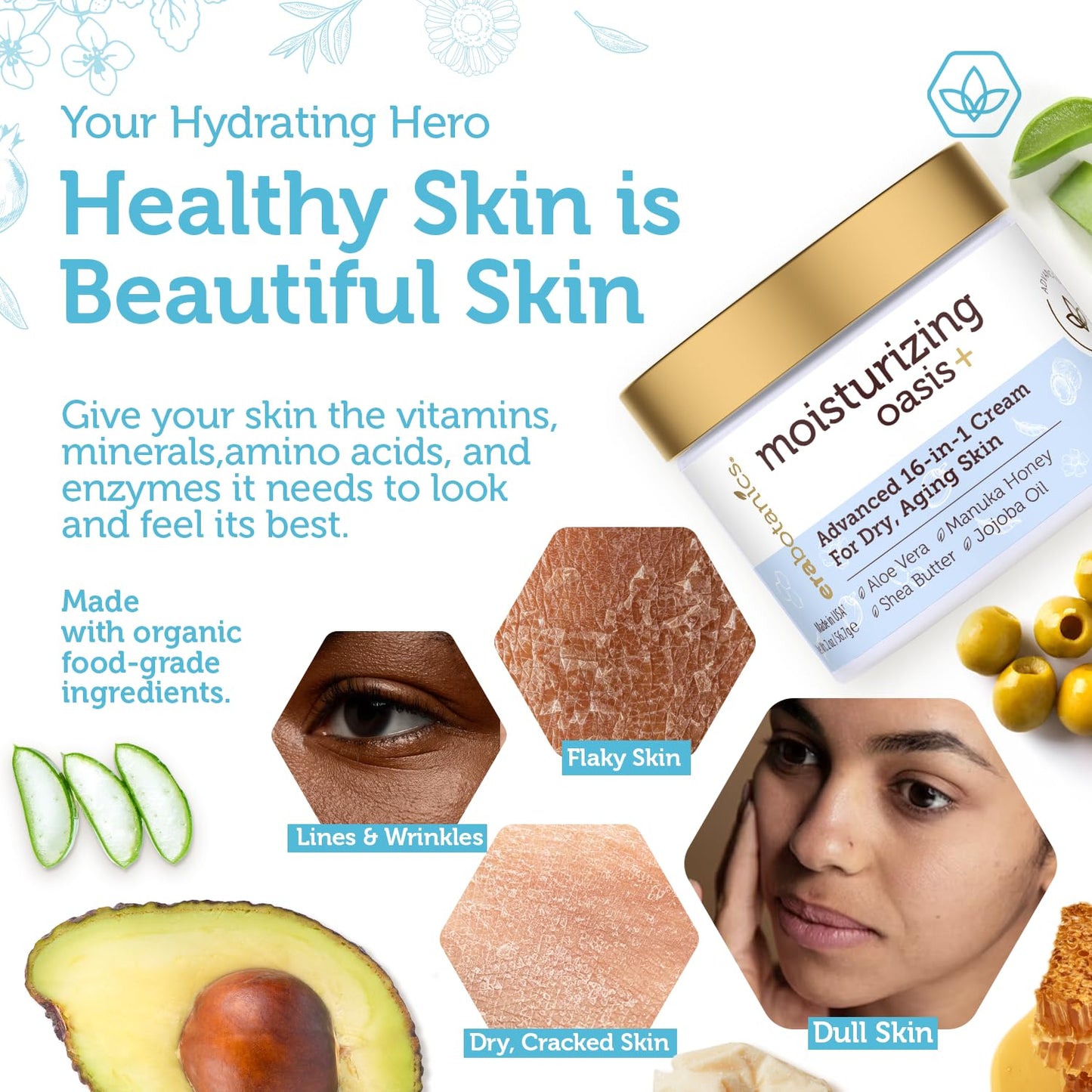 Era Organics Advanced Face Moisturizer for Dry Skin - Nourishing 16-in-1 Night Cream - Extra Hydrating for Women and Men