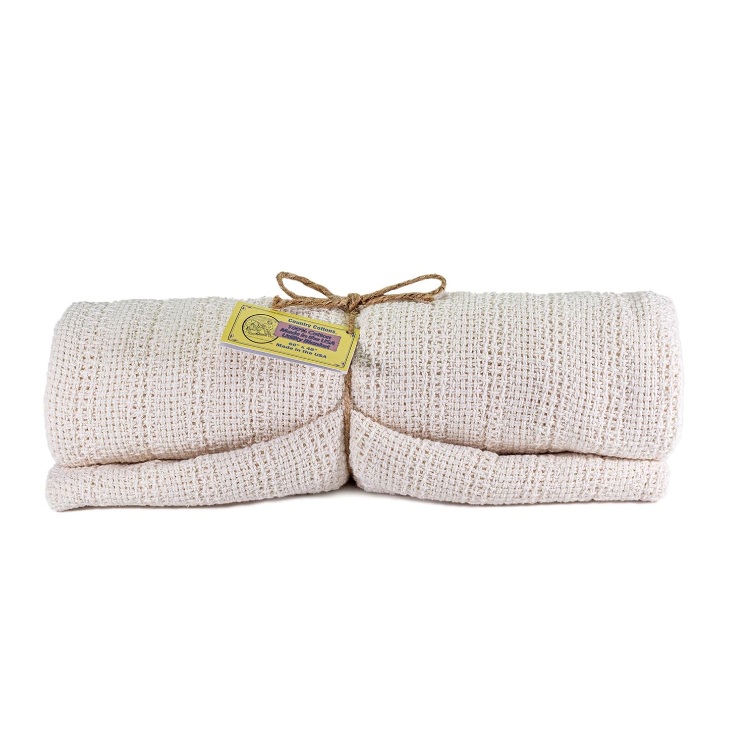 Country Cottons 100% Cotton, 100% Made in The USA Utility Blanket 60"x48" for Travel or Home (Natural)