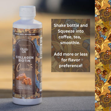 Owl & Ox Collagen Coffee Creamer Biotin-Infused for Healthy Hair, Skin & Nails | Keto, Dairy-Free, Sugar-Free, Gluten-Free | Liquid Salted Caramel | 30 Servings