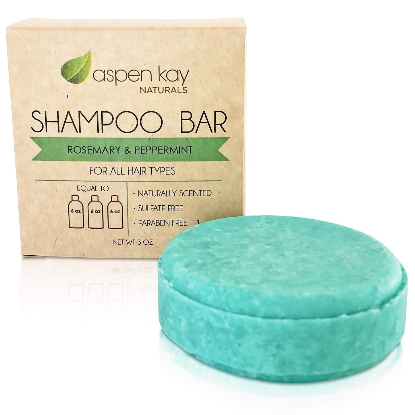Solid Shampoo Bar, Made With Natural & Organic Ingredients, Sulfate-Free, Cruelty-Free & Vegan 3 Ounce Bar (Rosemary & Peppermint)