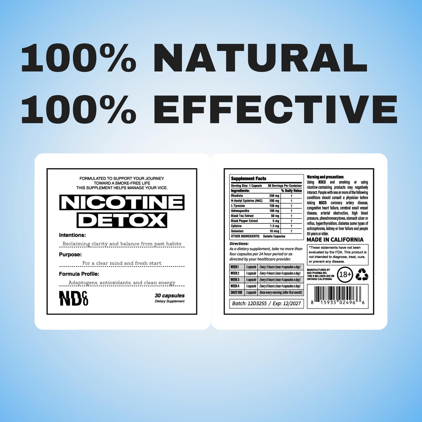 Powerful Nicotine Detox Cleanse - N-Acetyl Cysteine (NAC), Ashwagandha, Rhodiola | Craving Control, Mood Boost, Focus & Stress Relief | for Smokers & Vapors | Break The Addiction by NDCO