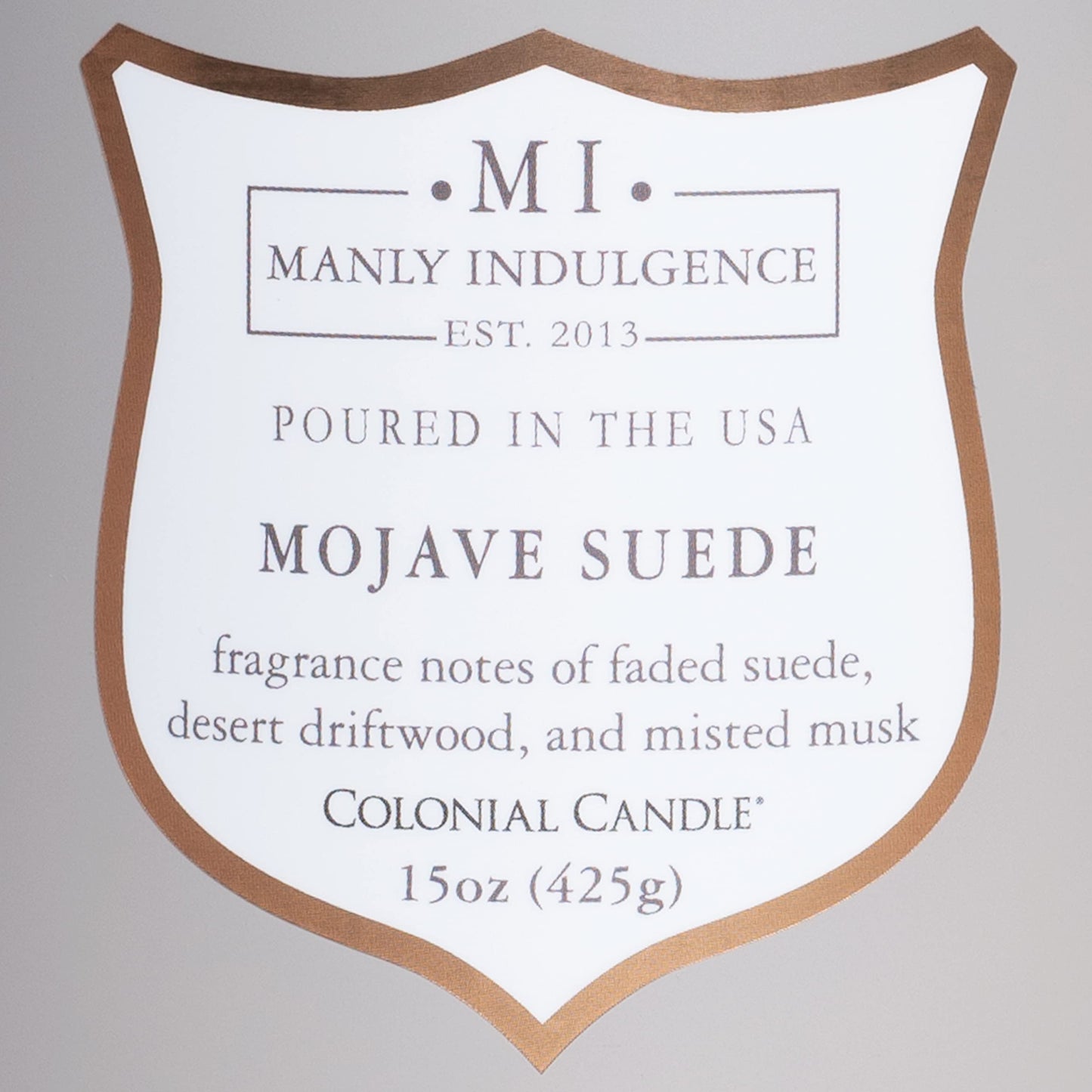 Manly Indulgence Mojave Suede Scented Jar Candle, Signature Collection, Wood Wick, Grey, 15 oz - Up to 60 Hours Burn