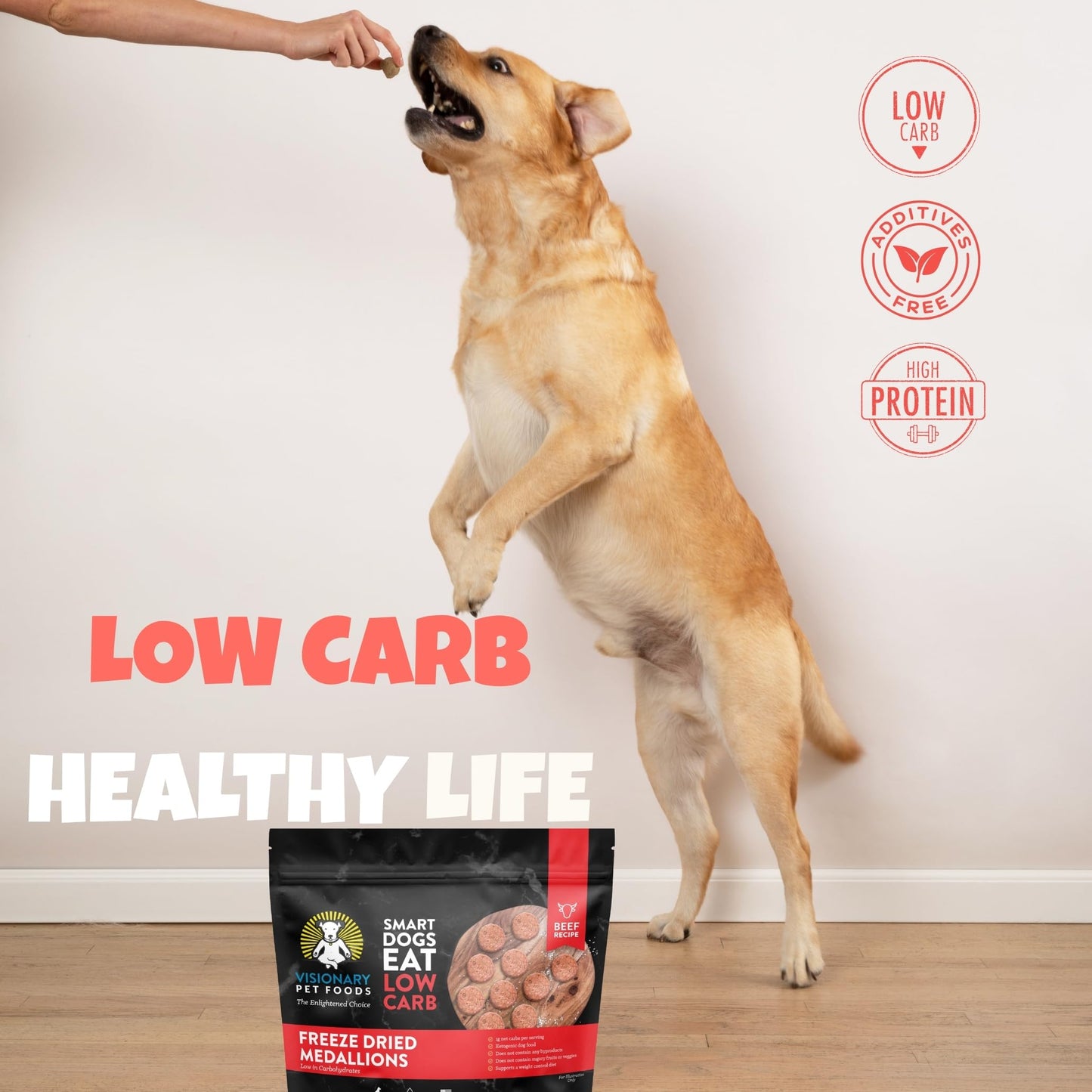 Visionary Pet Foods Beef Freeze Dried Real Meat Dog Treats, 310x Healthy Treats, Low Carb, Grain Free – Organic, Human Grade Food, Freeze Dried Dog Training Treats, Value Size 25oz