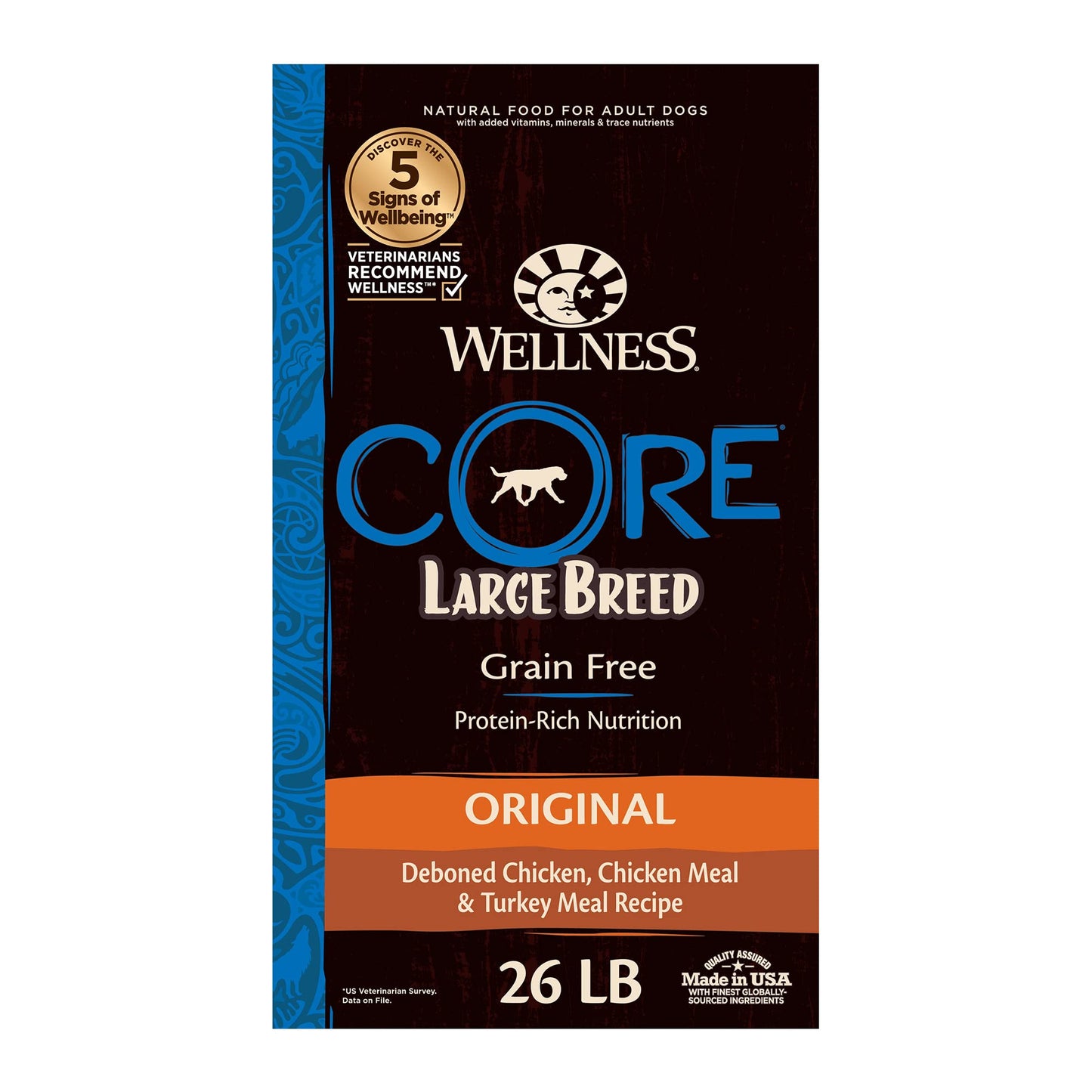 Wellness CORE Grain-Free High-Protein Large Breed Adult Dry Dog Food, Made in USA with Real Chicken & Natural Ingredients, With Glucosamine & Chondroitin to Support Joint Health