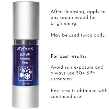 dEpPatch Dark Spot Correcting Cream with Anti-Aging Peptides for Face and Body | Tighten, Maintain Even Radiant Skin Tone| All Natural Active Ingredients, Made in the USA (1 fl oz)