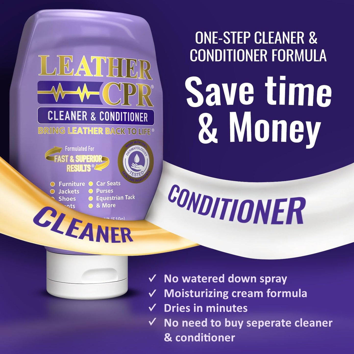 Leather CPR Cleaner and Conditioner - Made in USA, Leather Furniture Cleaner and Conditioner for Couch, Purses, Shoes, Jackets, Cars, Leather Restore