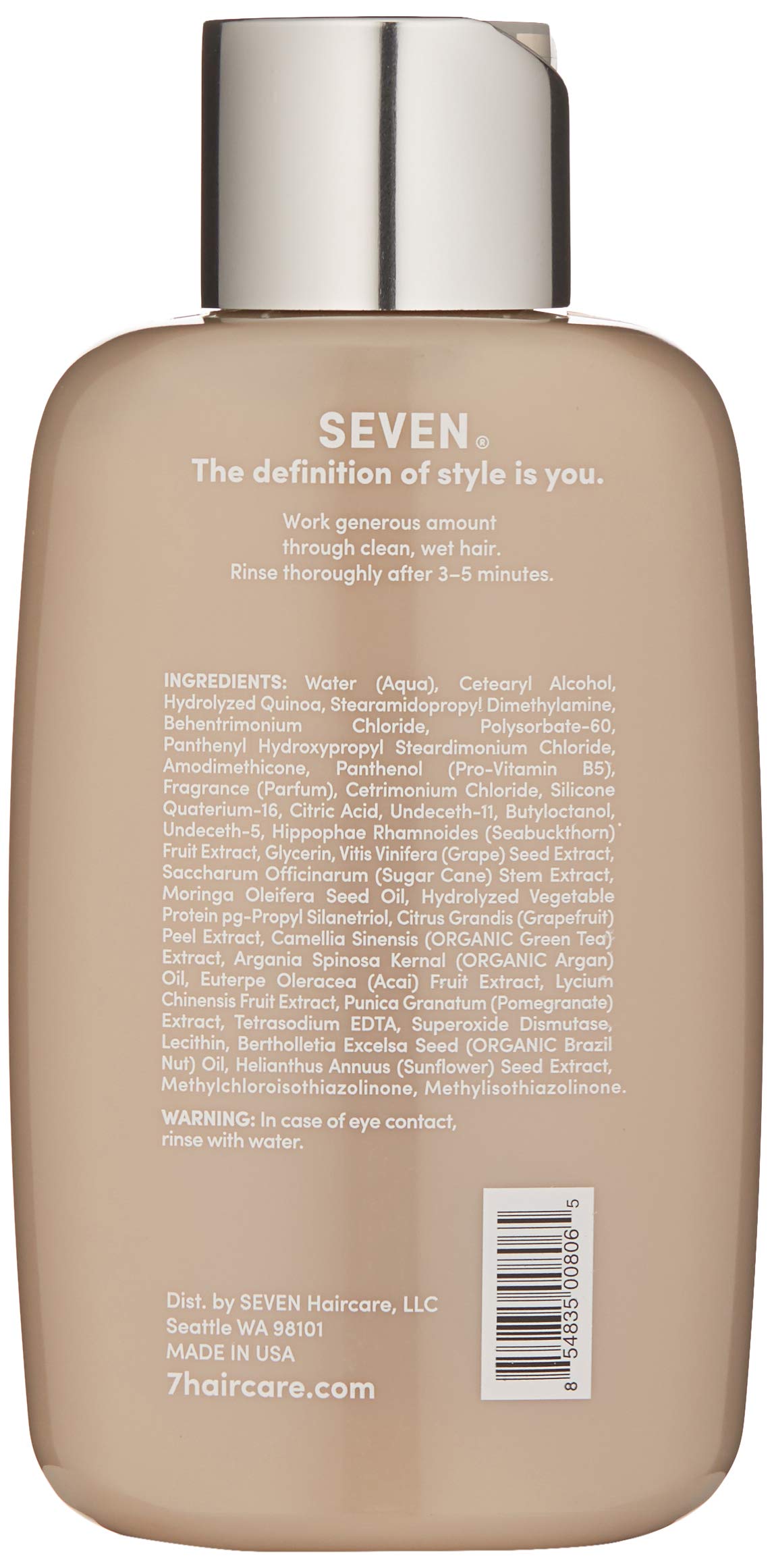SEVEN Hair Care Satara Volume Conditioner for Women & Men, Sulfate + Paraben Free, Cruelty Free, Argan Oil, Pro Vitamin B5, Hydrolyzed Quinoa, Grapeseed Oil for Flat + Limp Hair Made in USA,10.7 oz