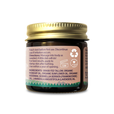 Organic Beef Tallow Balm with Frankincense, Lavender, & Rosehip Oil, 1 oz – Hand Made in USA Tallow Moisturizer for Dry, Sensitive Skin, Rosacea, Eczema | Natural Hydration for Face & Body