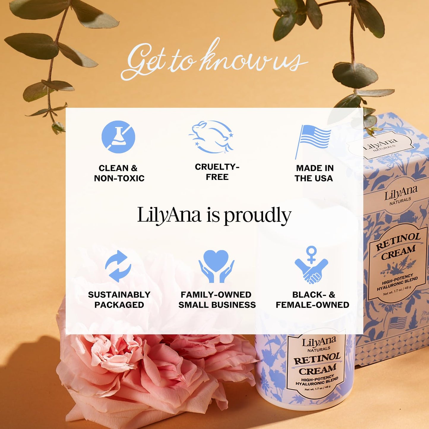 LilyAna Naturals Anti Aging Retinol Face Cream for Women – Wrinkle & Neck Cream for Firming, Retinol Moisturizer for Face with Hyaluronic Acid, Hydrating Night Cream for Fine Lines, Collagen Boost