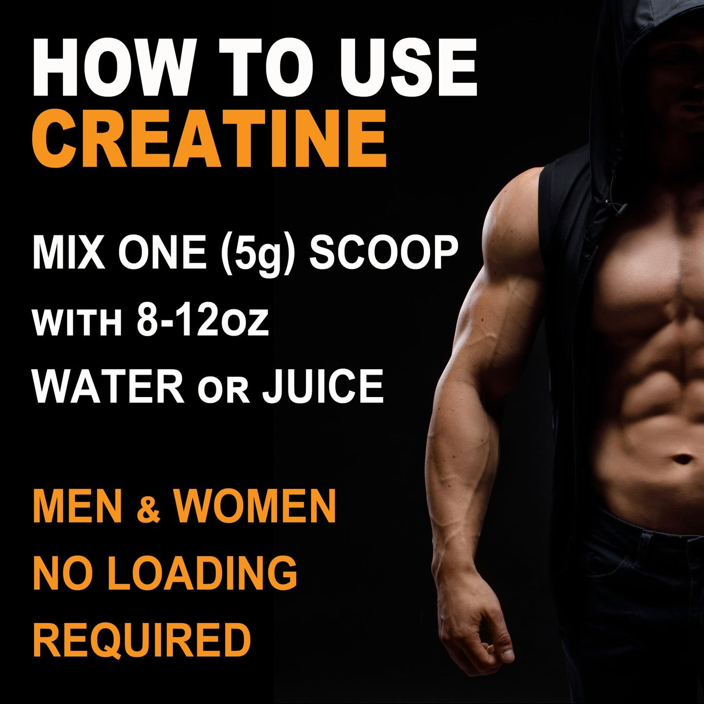 It's Just! - Creatine Monohydrate Powder, Pure Creatine Powder, Made in USA, 3rd Party Lab Tested, 5g Per Serving, Scoop Included, No Fillers, No Added Flavor (Unflavored, 500g / 100 Servings)