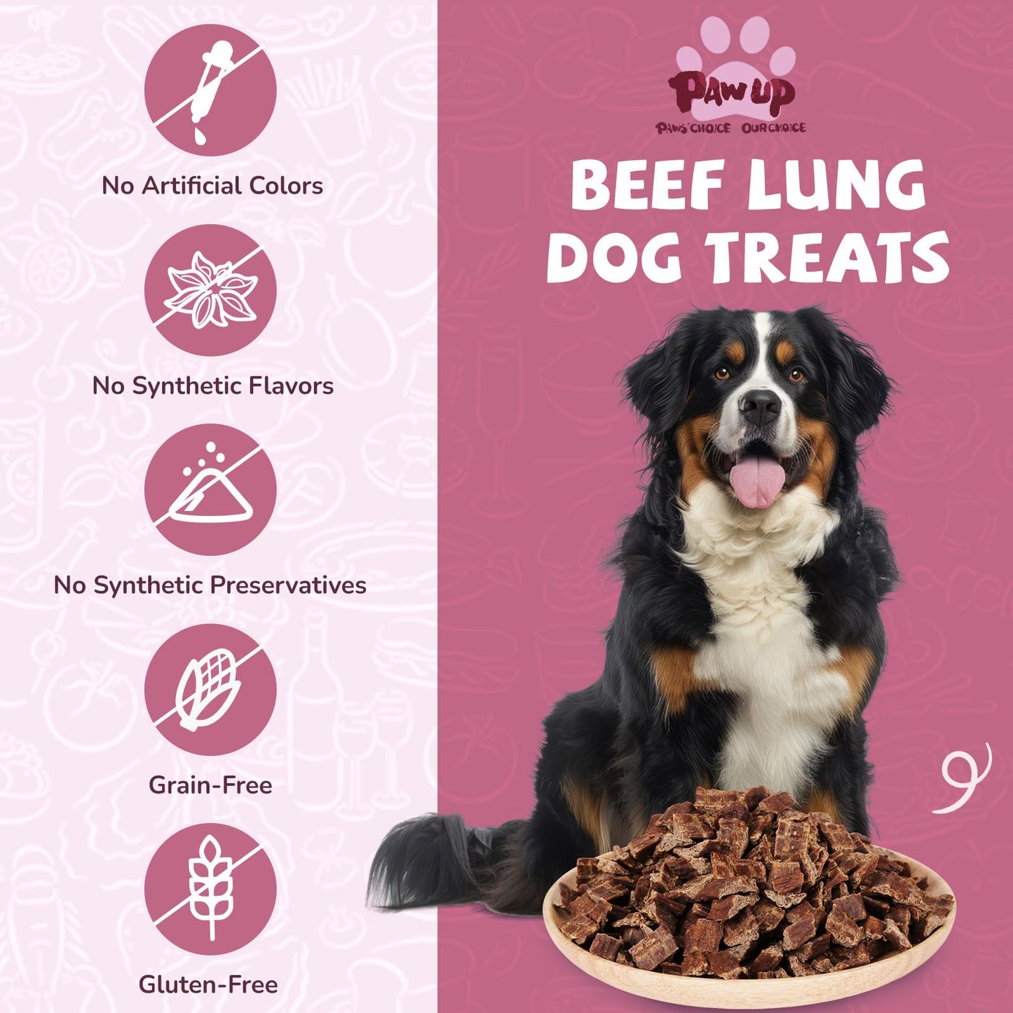 PAWUP Beef Lung Jerky Dog Treats, 2.2 LB Bulk Value Pack, Made in USA, High Protein Dog Snacks, Bite-Sized Training Treats, No Artificial Preservatives