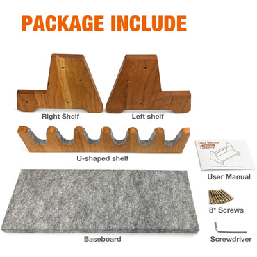 Lobao Gun Rack Cherry Solid Wood Pistol Rack and Firearm Safe Storage Organizer, Premium Gun Stand Solution, 6 Pistol Holder with Carpeted Surface